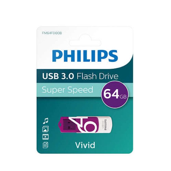 Philips FM64FD00B lecteur USB flash 64 Go USB Type-A 3.2 Gen 1 (3.1 Gen 1) Violet, Blanc