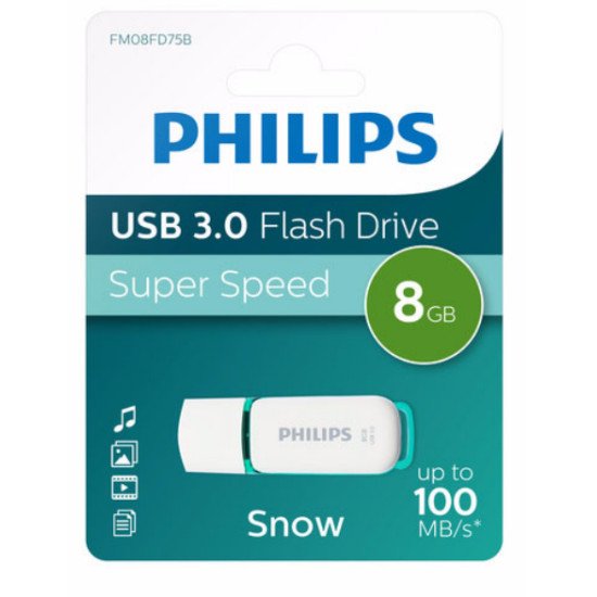 Philips FM08FD75B lecteur USB flash 8 Go USB Type-A 3.2 Gen 1 (3.1 Gen 1) Turquoise, Blanc
