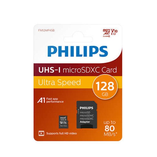 Philips FM12MP45B/00 mémoire flash 128 Go MicroSDXC UHS-I Classe 10