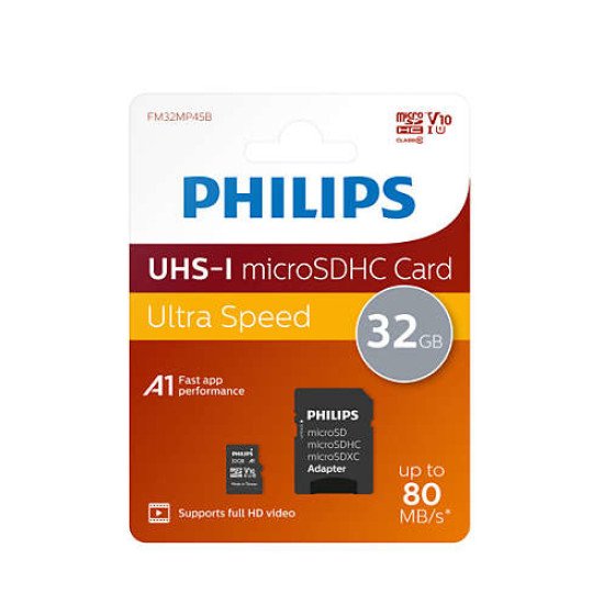 Philips FM32MP45B/00 mémoire flash 32 Go MicroSDXC UHS-I Classe 10