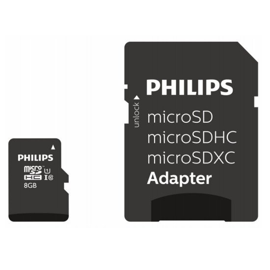 Philips FM08MP45B/00 mémoire flash 8 Go MicroSDHC UHS-I Classe 10