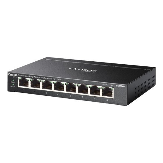 TP-Link Omada ES208GP commutateur réseau Géré L2 Gigabit Ethernet (10/100/1000) Connexion Ethernet POE DIN rail Noir