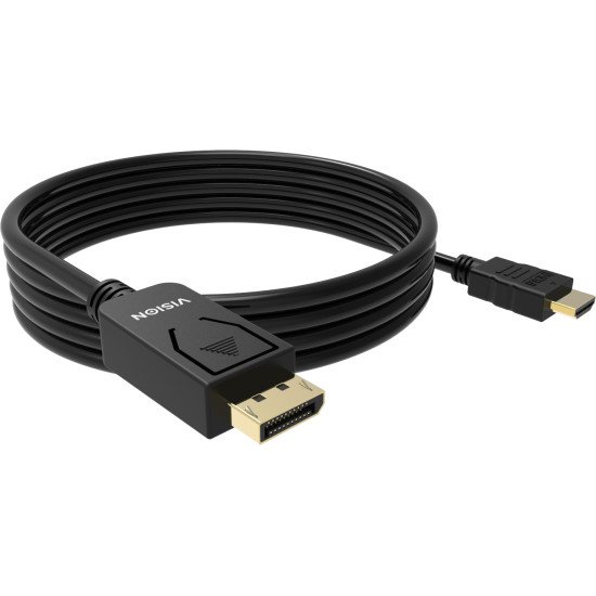 Vision TC 2MDPHDMI/BL câble vidéo et adaptateur 2 m DisplayPort HDMI Type A (Standard) Noir