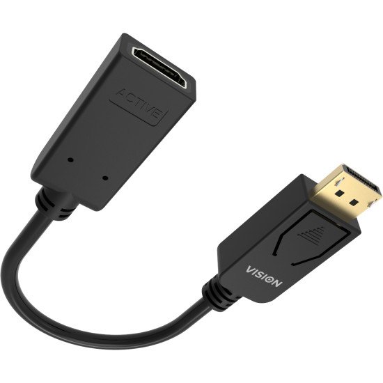 Vision TC-DPHDMI/BL câble vidéo et adaptateur HDMI Type A (Standard) DisplayPort Noir