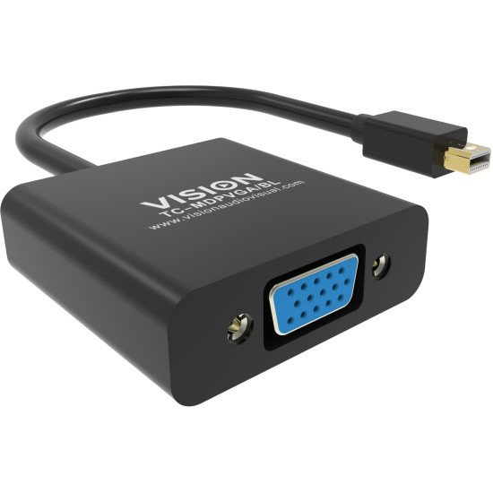 Vision TC-MDPVGA/BL câble vidéo et adaptateur Mini DisplayPort VGA (D-Sub) Noir