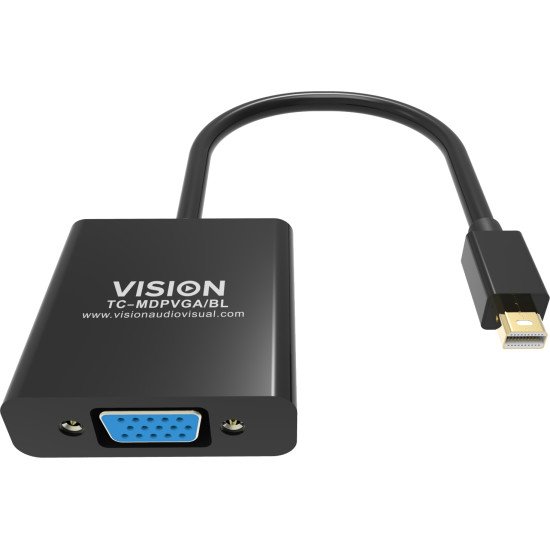 Vision TC-MDPVGA/BL câble vidéo et adaptateur Mini DisplayPort VGA (D-Sub) Noir