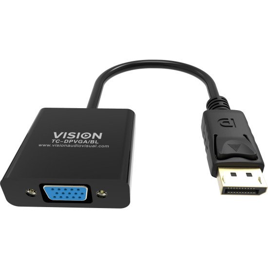 Vision TC-DPVGA/BL câble vidéo et adaptateur DisplayPort VGA (D-Sub) Noir