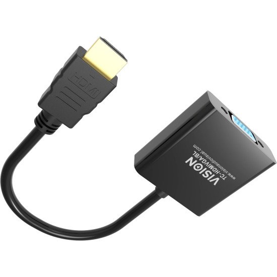 Vision TC-HDMIVGA/BL câble vidéo et adaptateur 0,23 m HDMI Type A (Standard) VGA (D-Sub) Noir