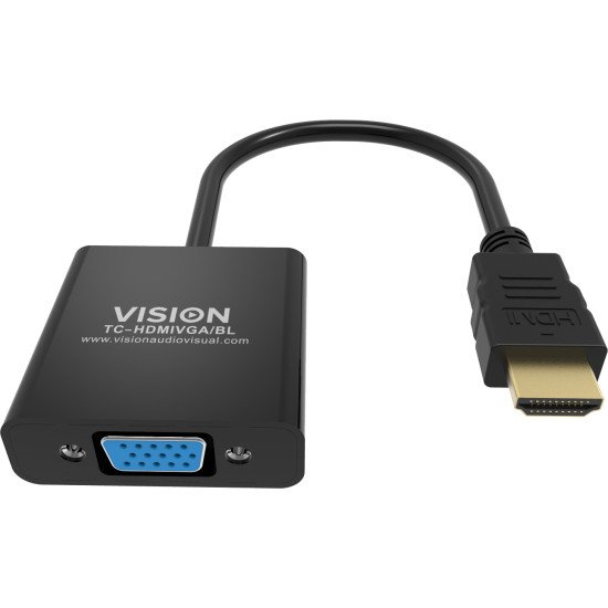 Vision TC-HDMIVGA/BL câble vidéo et adaptateur 0,23 m HDMI Type A (Standard) VGA (D-Sub) Noir