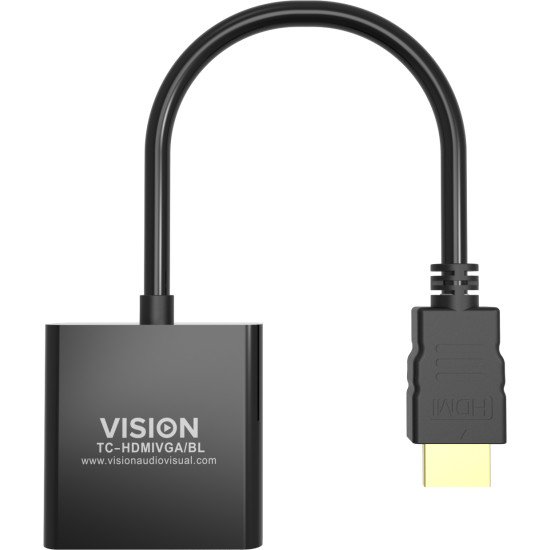 Vision TC-HDMIVGA/BL câble vidéo et adaptateur 0,23 m HDMI Type A (Standard) VGA (D-Sub) Noir