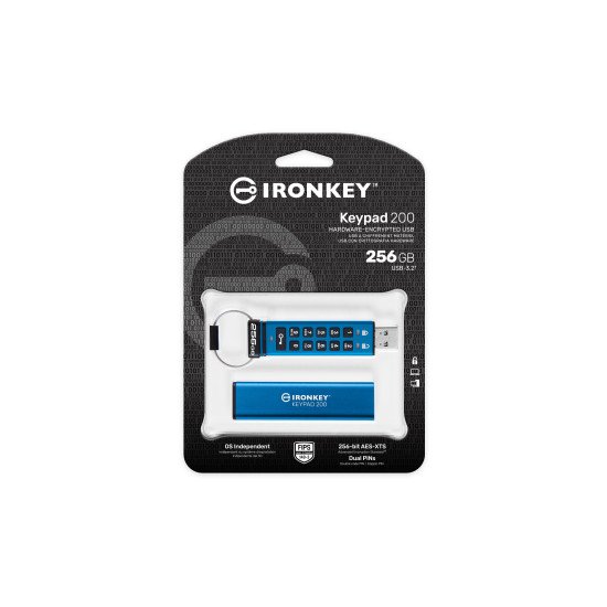 Kingston Technology IronKey Keypad 200 de 256 Go, FIPS 140-3 niveau 3 (en attente), chiffrement AES-256