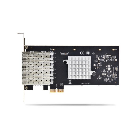 StarTech.com Carte Réseau GbE SFP à 4 Ports, PCIe 2.0 x2 (Compatible x4, x8, x16), Contrôleur Intel I350-AM4 4x 1GbE, 1000BASE Cuivre/Fibre Optique, Carte Réseau Gigabit Ethernet à 4 Ports pour Bureau/Serveur - Windows & Linux