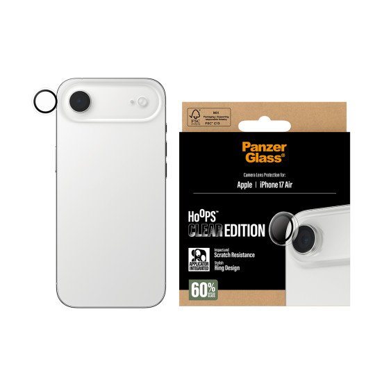 PanzerGlass ® Hoops® Transparent Camera Lens Protector iPhone 17 Air Protection d'écran transparent Apple 1 pièce(s) PanzerGlass ® Hoops® Transparent Camera Lens Protector iPhone 17 Air Protection d'écran transparent Apple 1 pièce(s)