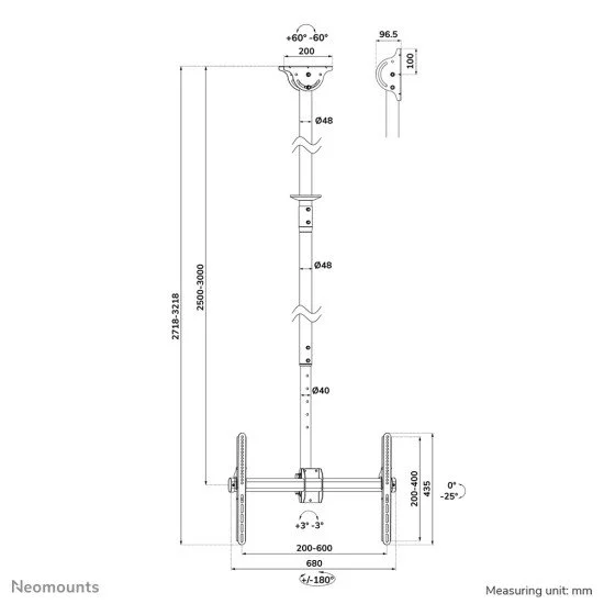 Neomounts support de plafond pour TV Neomounts support de plafond pour TV
