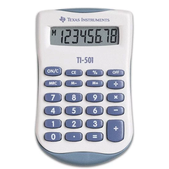 Texas Instruments TI-501 calculatrice Poche Calculatrice basique Bleu, Blanc Texas Instruments TI-501 calculatrice Poche Calculatrice basique Bleu, Blanc