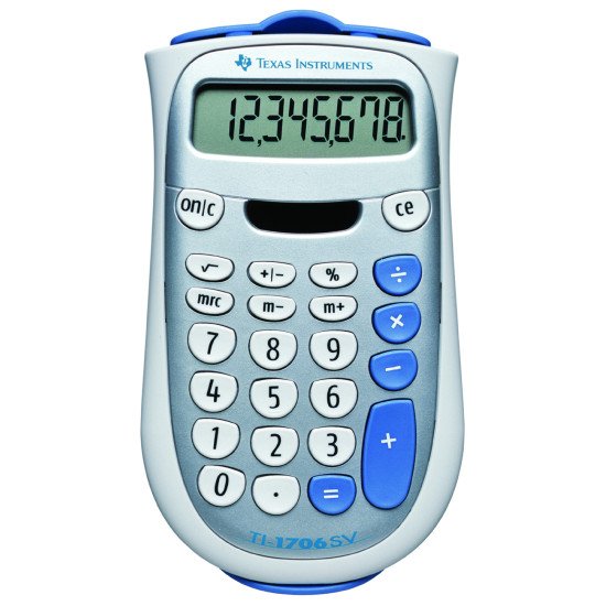 Texas Instruments TI-1706 SV calculatrice Bureau Calculatrice basique Argent, Blanc