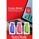 Sandisk Cruzer Blade 3x 32GB lecteur USB flash 32 Go USB Type-A 2.0 Bleu, Vert, Rose Sandisk Cruzer Blade 3x 32GB lecteur USB flash 32 Go USB Type-A 2.0 Bleu, Vert, Rose