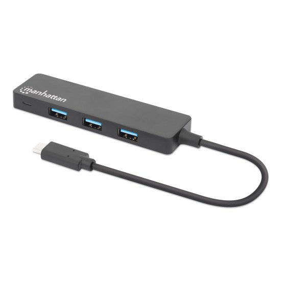 Manhattan Dock/hub USB-C, 4 ports : 4x USB-A, 5 Gbit/s (USB 3.0), Alimenté par USB (aucune alimentation externe requise), équivalent à HB30CM4AB