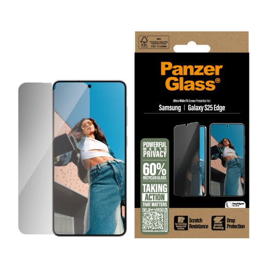 PanzerGlass ® Privacy Screen Protector Samsung S25 Edge | Ultra-Wide Fit Protection d'écran transparent 1 pièce(s) PanzerGlass ® Privacy Screen Protector Samsung S25 Edge | Ultra-Wide Fit Protection d'écran transparent 1 pièce(s)