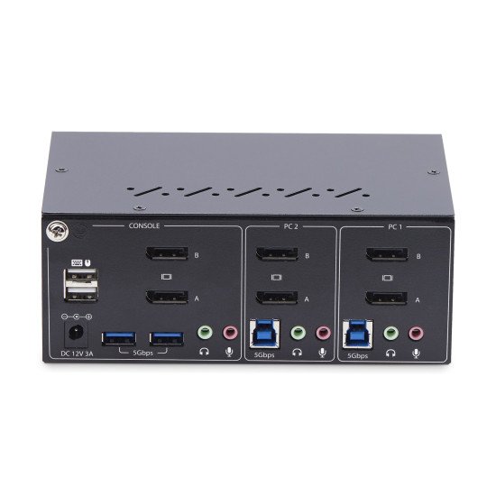 StarTech.com Switch KVM 2 Ports pour Deux Moniteurs, 4K60Hz, 2 Ports USB 5Gbps, 2 Ports USB 2.0 HID - Commutateur KVM DisplayPort avec Commutation par Touches, Conforme TAA - Protection ESD Niveau 3