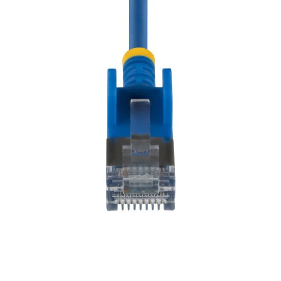 StarTech.com Câble Ethernet CAT6a Ultrafin Bleu de 15cm, Sans Accroc, FTP, Fil de Cuivre Nu Pur, Cordon Patch Réseau RJ45 fin 34AWG, Testé par Fluke Channel