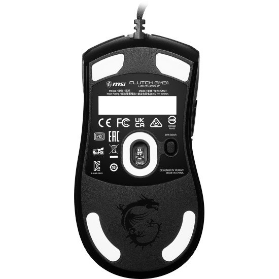MSI CLUTCH GM31 LIGHTWEIGHT souris Jouer Droitier USB Type-A Optique 12000 DPI MSI CLUTCH GM31 LIGHTWEIGHT souris Jouer Droitier USB Type-A Optique 12000 DPI