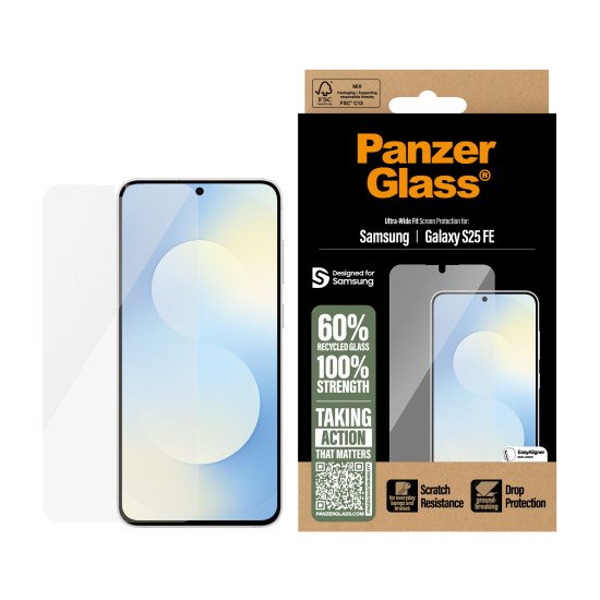 PanzerGlass ® Screen Protector Samsung Galaxy S25 FE | Ultra-Wide Fit w. EasyAligner Protection d'écran transparent 1 pièce(s) PanzerGlass ® Screen Protector Samsung Galaxy S25 FE | Ultra-Wide Fit w. EasyAligner Protection d'écran transparent 1 pièce(s)