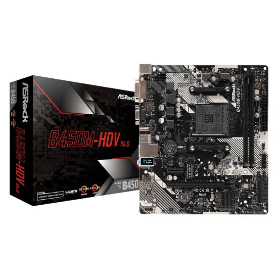 Asrock B450M-HDV R4.0 Carte mère Emplacement AM4 Micro ATX AMD B450