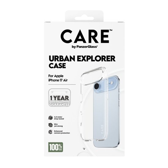 PanzerGlass CARE by ® Flagship Case Transparent Urban Explorer w. Clear Frame iPhone 17 Air coque de protection pour téléphones portables Housse PanzerGlass CARE by ® Flagship Case Transparent Urban Explorer w. Clear Frame iPhone 17 Air coque de protection pour téléphones portables Housse