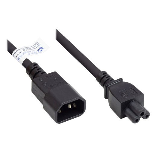 Alcasa P1405-S020 câble électrique Noir 2 m Coupleur C14 Coupleur C5