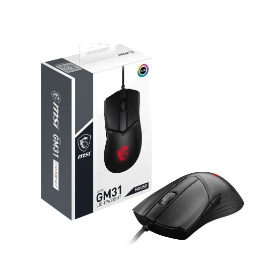 MSI CLUTCH GM31 LIGHTWEIGHT souris Jouer Droitier USB Type-A Optique 12000 DPI MSI CLUTCH GM31 LIGHTWEIGHT souris Jouer Droitier USB Type-A Optique 12000 DPI