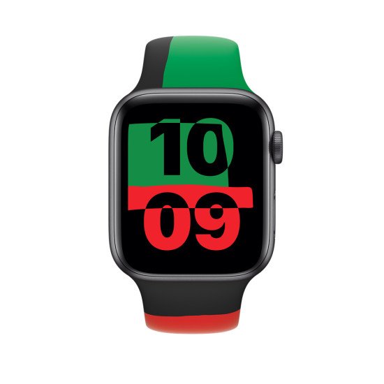 Apple MUQ83ZM/A accessoire intelligent à porter sur soi Bande Noir, Vert, Rouge Fluoroélastomère