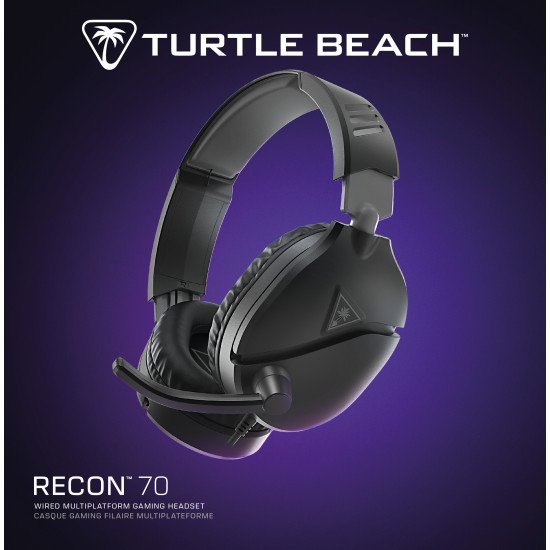 Turtle Beach Casque gaming multiplateforme Recon 70 – PC, PS5, PS4, Xbox Series X|S, Xbox One, Switch, et appareils mobiles avec prise 3,5 mm - microphone à bascule, écouteurs de 40 mm