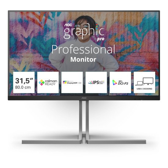 AOC U32U3CV écran PC 80 cm (31.5") 3840 x 2160 pixels 4K Ultra HD LCD Noir