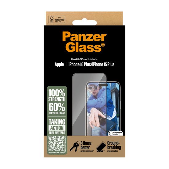 PanzerGlass ® Screen Protector iPhone 16 Plus | 15 Plus | Ultra-Wide Fit Protection d'écran transparent Apple 1 pièce(s) PanzerGlass ® Screen Protector iPhone 16 Plus | 15 Plus | Ultra-Wide Fit Protection d'écran transparent Apple 1 pièce(s)
