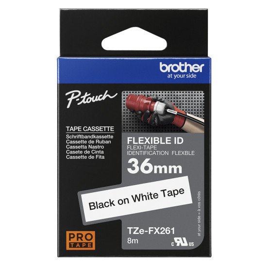 Brother TZE-FX261 ruban d'étiquette Noir sur blanc