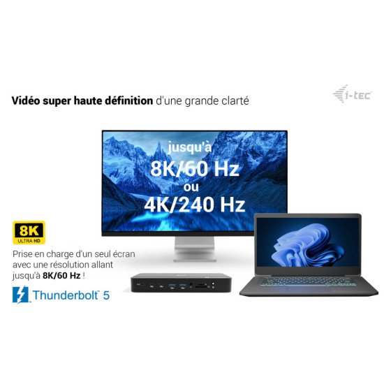 i-tec Thunderbolt 5 Triple Display Docking Station, M.2 slot, 6x USB, 2.5GLAN + Power Delivery 140W