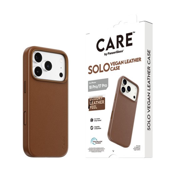 PanzerGlass CARE™ by ® Solo Vegan Leather Case Brown w. MagSafe iPhone 2026 Pro | 17 Pro coque de protection pour téléphones portables Housse Marron