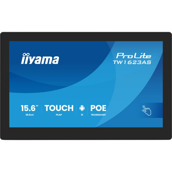 iiyama TW1623AS-B3P Écran d'affichage dynamique Écran plat interactif 39,6 cm (15.6") LED Wifi 450 cd/m² Full HD Noir Écran tactile Intégré dans le processeur Android 24/7