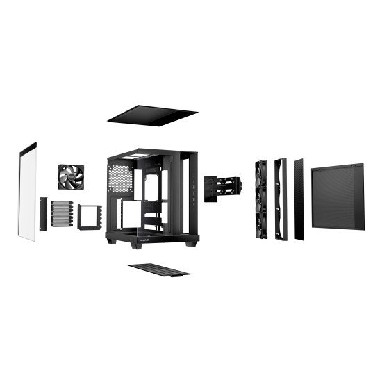 be quiet! Light Base 500 Noir | Boîtier PC vitré, Mini ITX / Micro ATX / ATX, 4 ventilateurs Pure Wings 3 120 mm