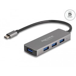 DeLOCK 63173 hub & concentrateur USB 3.2 Gen 1 (3.1 Gen 1) Type-C 5000 Mbit/s Noir