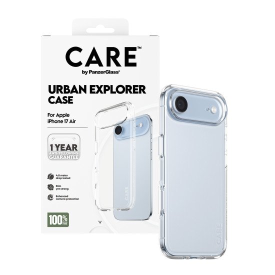 PanzerGlass CARE by ® Flagship Case Transparent Urban Explorer w. Clear Frame iPhone 17 Air coque de protection pour téléphones portables Housse PanzerGlass CARE by ® Flagship Case Transparent Urban Explorer w. Clear Frame iPhone 17 Air coque de protection pour téléphones portables Housse