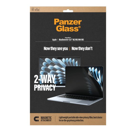 PanzerGlass ® Magnetic 2-Way Privacy Film Screen Protector Macbook Air 13.6" M2 | M3 | M4 | M5 Protection d'écran transparent 1 pièce(s)