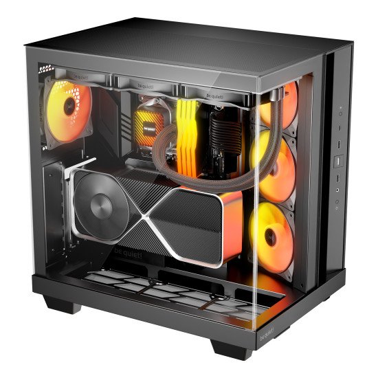 be quiet! Light Base 500 Noir | Boîtier PC ARGB vitré, Mini ITX / Micro ATX / ATX, 4 ventilateurs Light Wings LX 120 mm