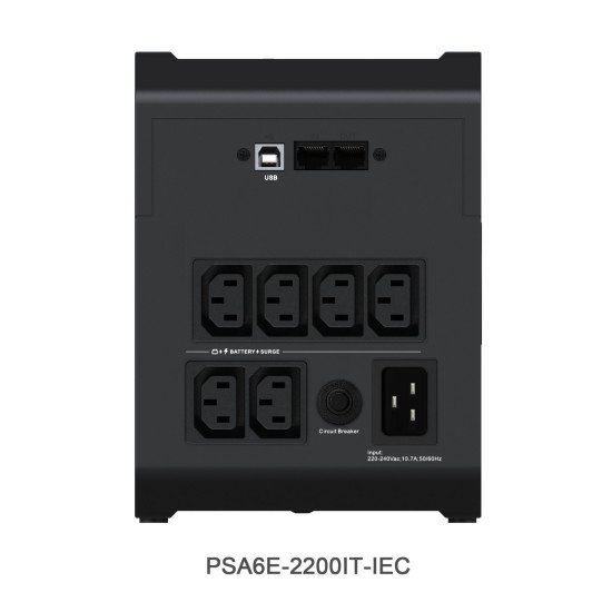 Vertiv PowerUPS 200 Essential PSA6E-2200IT-IEC, 2 200 VA/1 225 W, AVR, batteries remplaçables par l'utilisateur, batterie de secours, 6 prises IEC, garantie deux ans