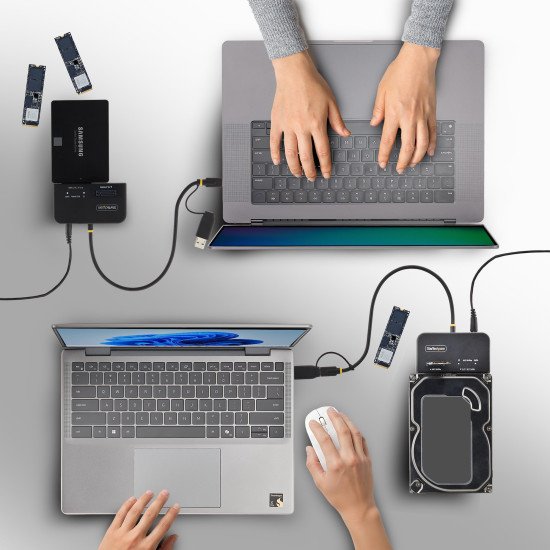 StarTech.com Adaptateur USB-C/USB-A vers M.2 NVMe et SATA 2,5"/3,5", 10 Gbps, Lecteur de Disque dur SSD Externe Sans Outil, B+M/M-Key