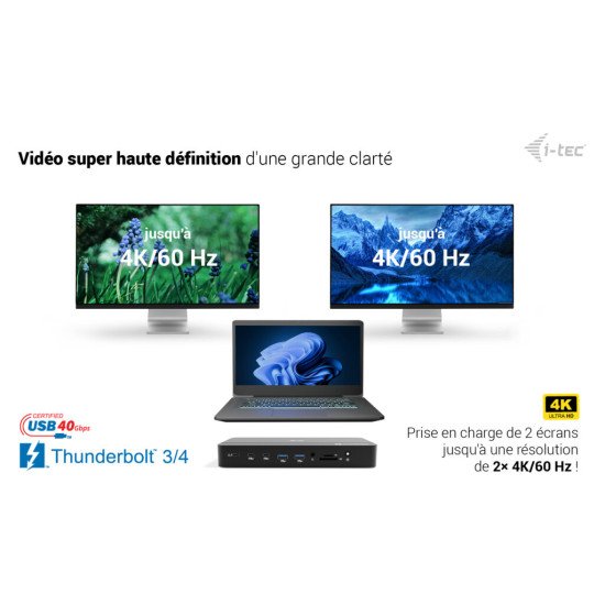 i-tec Thunderbolt 5 Triple Display Docking Station, M.2 slot, 6x USB, 2.5GLAN + Power Delivery 140W