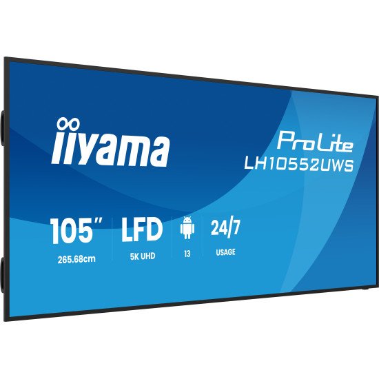 iiyama LH10552UWS-B1AG Écran d'affichage dynamique En forme de kiosk 2,66 m (104.6") Wifi 500 cd/m² UltraWide 5K HD Intégré dans le processeur Android 24/7
