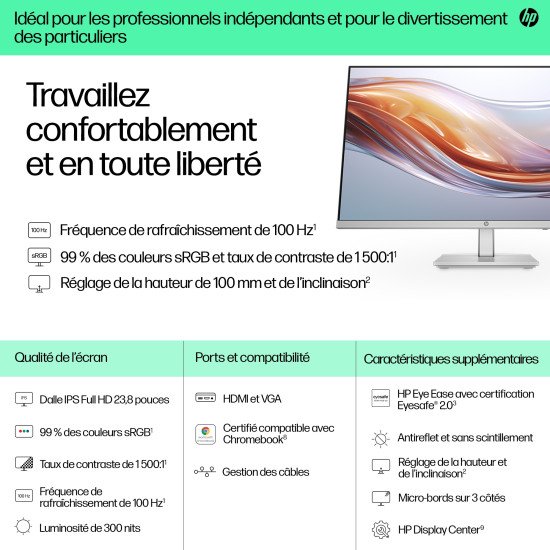 HP Series 5 Écran Full HD réglable en hauteur 23,8 pouces Série 5 - 524sh HP Series 5 Écran Full HD réglable en hauteur 23,8 pouces Série 5 - 524sh
