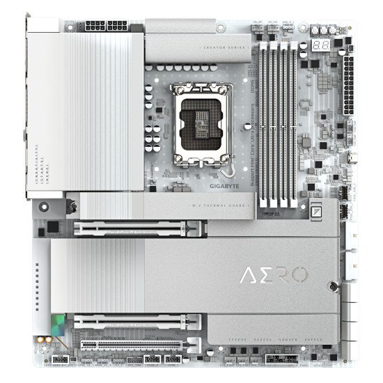 GIGABYTE Z890 AERO D Carte Mère - Prend en charge les processeurs Intel Core Ultra (Série 2), VRM 16+1+2 phases, jusqu'à 9500MHz DDR5 (OC), PCIe 5.0 M.2, Wi-Fi 7, Thunderbolt 5 GIGABYTE Z890 AERO D Carte Mère - Prend en charge les processeurs Intel Core Ultra (Série 2), VRM 16+1+2 phases, jusqu'à 9500MHz DDR5 (OC), PCIe 5.0 M.2, Wi-Fi 7, Thunderbolt 5